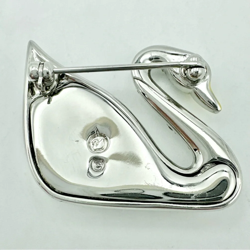 Swarovski Signed Swan Crystal Brooch Pin